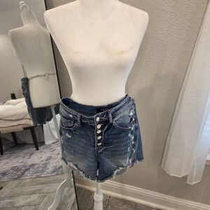 Denim Button-Up Women's Shorts
